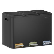 Poubelle Triple De Cuisine, Poubelle Recyclage 3 X 15 L Avec Pédales Couleur, Système De Séparation Déchets, Avec Couvercles Et Seaux Intérieurs, 