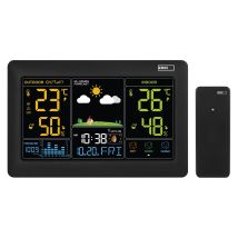 Stazione Meteo Radio Con Display A Colori E Sensore Esterno, Termometro, Igrometro, Barometro, Previsioni Meteo, Visualizzazione Data E Orologio, 