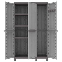 Outdoor-Kleiderschrank 102 x 39 x 170 cm – Polypropylen – dreitürig – höhenverstellbare Einlegeböden – wetterfest