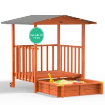 Bac À Sable En Bois D'Épicéa Avec Toit Réglable De Protection Uv Jeu Pour Enfants Extérieur Jardin Merle (de) - Spielwerk