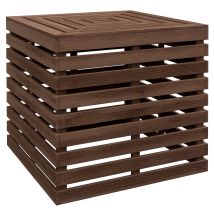 Coffre De Rangement Extérieure 2 En 1 Pour Base De Parasol. Table D'Appoint De Terrasse Avec Trou Pour Parasol En Bois