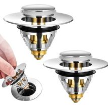 Piletta Di Scarico Universale A Scomparsa Per Lavabo, 2 Filtri Anti-intasamento, Scarico Per Vasca In Acciaio Inox E Rame Puro, Filtro Anti-odore Per 