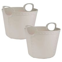 Sp Berner 2x Life Story Panier Craft, Large 40 L, Gris Clair - Blanc