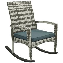 Outsunny Garden Rattan Rocking Chair, Bistro Recliner Rocker Furniture Seater Light Grey