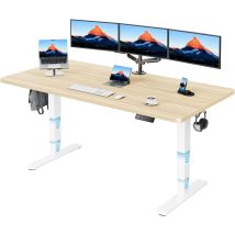 Bureau Réglable En Hauteur 180 X 80 Cm, Plateau Complet, Bureau Électrique Réglable En Hauteur De 60 À 125 Cm, Piètement À 3 Niveaux Supportant 