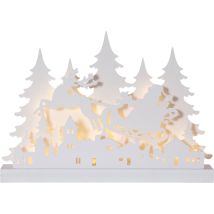 Eglo Led Weihnachtsdeko, Weihnachts-silhouette Aus Holz, Weihnachtsdorf Mit Weihnachtsmann, Winterlandschaft In Weiß Mit Timer Und Batteriebetriebener