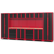 Feistos Werkstatteinrichtung "juno 11", Schwarz/rot, 396 X 46 X 198 Cm (b X T X H), 2 Hochschränke