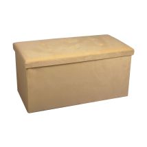 Hobag Puf de almacenamiento Beis TERCIOPELO – Asiento extraíble – 76 x 38 x 38 cm
