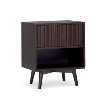 Teamson Home Tremolo Bedside Table With Drawer, Open Shelf And Contemporary Bedroom Storage Furniture, Black Finish