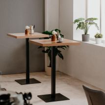 Finori - Tavolo Alto Quadrato 70x70x105 H Cm Piano Rovere E Base Nera