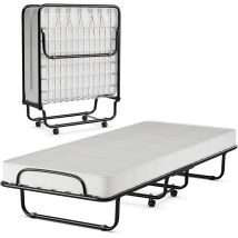 Costway 80x190cm Gästebett Mit Memoryschaum-matratze, Auf Rädern, Klappbar, Klappbett Bis 120 Kg, Tragbar