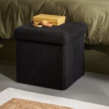 Pouf Coffre Bouclette Carré "teddy Matcha" La Factory - Teddy Matcha Fusain - Teddy Matcha Fusain -