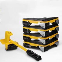Kit Para Mover Muebles Pesados Sin Esfuerzo, Rueda Para Cargas Pesadas, Mueble Para Gabinetes Pesados, Con 1 Varilla De Elevación Y 4 Ruedas De 