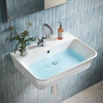 Deervalley – Lave Mains À Poser Suspendre 54x41x13,5cm Avec Trop-plein, Vasque Salle De Bain Rectangulaire Gain De Place, Bonde Clic-clac Incluse, 