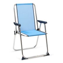 Solenny - Sedia Pieghevole Da Spiaggia Schienale Alto Azzurro