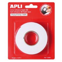 Doppelseitiges Klebeband Apli Schaum 3d Weiß 19 Mm