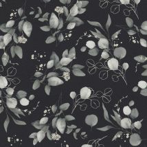 As Creation Floral Black Wallpaper White Leaves Elegant Flowers Paste The Wall