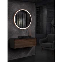 Specchio Con Luce A Led Per Bagno, Spogliatoio - Luce Anteriore Tritata (calda, Neutra E Fredda) Sensore Anticriglio Doppio Ø70 Cm Oro Rosa Spazzolato
