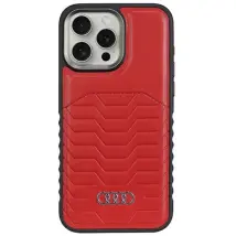 Custodia Rigida Audi In Pelle Sintetica Magsafe Per Iphone 15 Pro Max 6.7, Colore Rosso/rosso (au-tpupcmip15pm-gt/d3-rd)