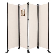 Vounot Biombo De 4 Paneles Separador De Ambientes Plegable 228x30x164 Cm Pantalla De Privacidad Beige