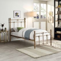 Slumberworx - Bayford Traditional Antique Brass Metal Bed Frame - Single - Antique Brass