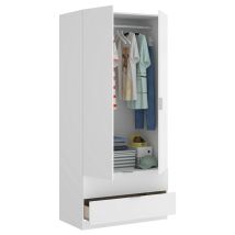 Dmora - Guardaroba 2 Ante Anya, Mobile Appendiabiti Per Camera Da Letto, Armadio Multiuso 2 Cassetti, 81x52h184 Cm, Bianco