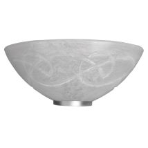 Wandleuchte 1xE27 mit Chromoberfläche und weißem Glas – Durchmesser 30 cm, Höhe 16 cm, Tiefe 15 cm – E-Energy-zertifiziert