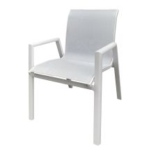 Eleganter weißer Aluminium Sessel – Textilene – Gartenstuhl für den Außenbereich – 81938327