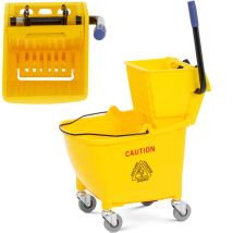 Ulsonix – Carro de limpieza con escurridor – 32 l – Plástico – Color amarillo – Dimensiones: 57x38.5x88 cm