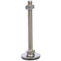 Ganter Normelemente Gn 41-40-m10-100-d3-sk Piedini Regolabili In Acciaio Inossidabile Vulcanizzata, Argento, Gewinde D2: M10x100