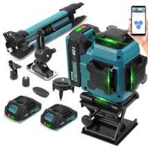 Niveau Laser 21v,4d Vert 16 Lignes Laser Auto-nivelant Croisée Outil,portée 25m,ip54 ,avec 2 Batteries 21 V Et 1m Trépied