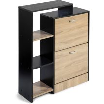 Zapatero Abatible Orlando 4 Baldas 92x79x24 Cm Negro-taupe
