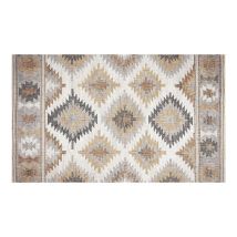 Stor Planet - Croma Collection Alfombra Con Estampado De Tipo Kilim Con Acolchado De Espuma 45x75cm Color Gris Beige Y Marrón