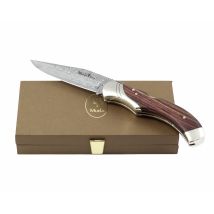Coltello Da Tasca Muela Gl-10dam Serie Gl-10dam, Con Serratura, Lama 9,5 Cm Damasco In Acciaio Inox, Palovioletto E Alpaca, Peso 195 Grammi + Carta 