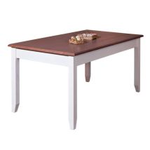 Table À Rallonge Pin Massif Blanc Et Sépia Brun Caly 160-200 Cm