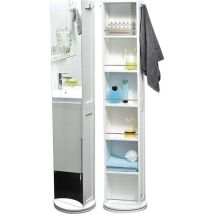 Zenpur - Columna Giratoria De Mdf Con Espejo Y Nichos De Almacenamiento - Blanco - Tendance