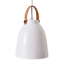 B-Ware Dyberg Larsen Pendelleuchte Hängelampe Copenhagen Weiß Leder Metall Wohnzimmer