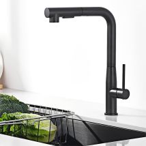 Grifo De Cocina Negro, Grifo Extensible, Mezclador De Fregadero De Alta Presión Con Rociador Extraíble De Doble Chorro, Grifo Giratorio De 360°, Grifo
