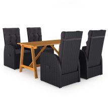 Juego De Comedor De Jardín Muebles De Exterior 5 Piezas Negro 020013836
