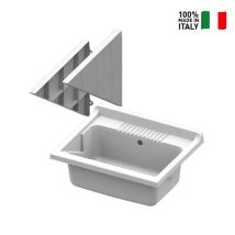 Arati Bath&shower - Pilozzo Lavatoio A Parete In Resina Mongardi Basis 46x50,5x26 Cm Con Staffe Di Supporto Bianco - 7846c98