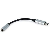 Conceptronic Adapterkabel USB-C auf 3,5-mm-Audiobuchse – 0,15 m – Schwarz, Silber