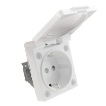 Bematik - Base A Spina Schuko Da Incasso Ip44 A Vite Con Coperchio Bianco (me071)