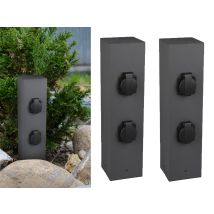 Trio Leuchten - Außensteckdose 2er Set Steckdosensäule In Anthrazit 4 Fach Gartensteckdose Ip44