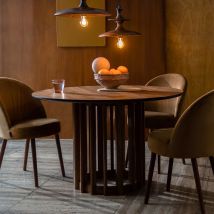 Table À Manger Ronde 120x120x75 Cm Décor Marron Et Bois
