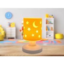 Led Akku Tischleuchte Sonnengelb Mit Mond & Sternen Per Usb Aufladbar, Höhe 20cm