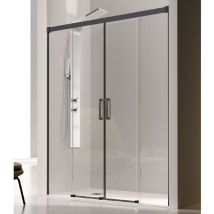Duschwand Für Nische Mit 2 Schiebetüren Glasé Schwarz - 6mm / 185 Cm