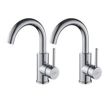 Lonheo - 2pcs Auralum Rubinetto Bagno Lavabo In Ottone, Girevole A 360° Miscelatore Monocomando Alto, Regolazione A Caldo E Freddo, Aeratore 