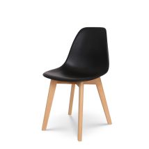 Silla De Estilo Escandinavo Modelo Gabby - Carcasa De Resina Negra Y Patas De Madera Natural