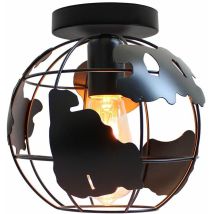 Neige - Modern Industrial Ceiling Light In Metal Cage Sphere Ø20cm, Iron Chandelier Suspension Light E27 For Living Room, Corridor, Entrance, Driveway