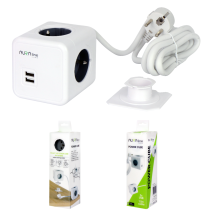 Rallonge 4 Prises + 2 Ports Usb 2,1 A/5 V, Câble Aura Line Cube 1,5 M 16 A, Support De Fixation